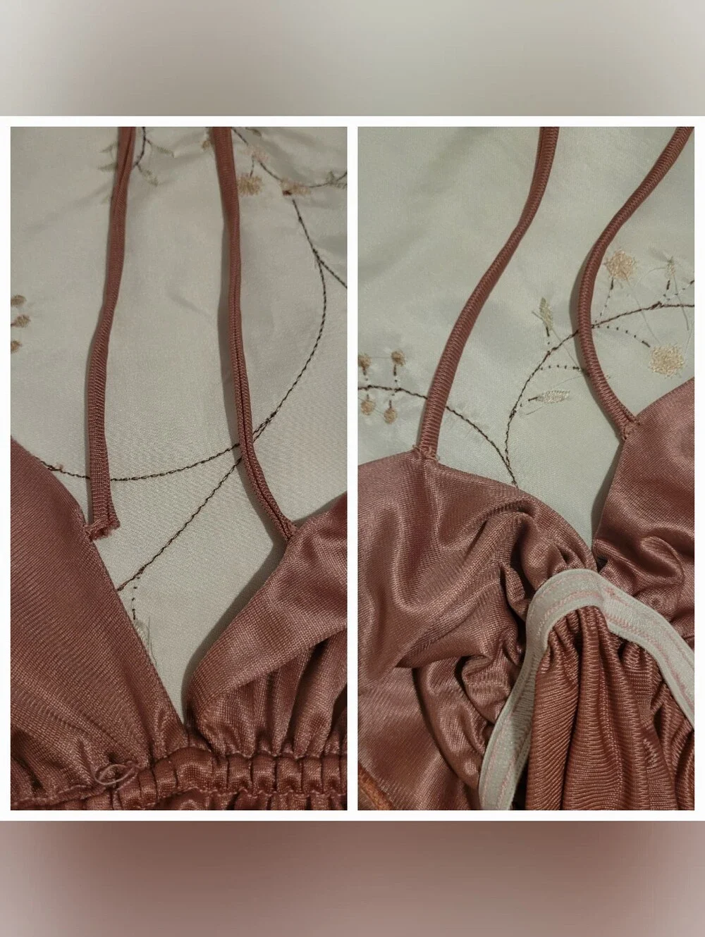 ​Vintage 70s Lingerie Nylon Empire Waist Maxi Nightgown Dusty Rose M - Picture 15 of 15